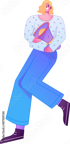 Character receiving notification messages, action poses, vector flat gradient illustration
