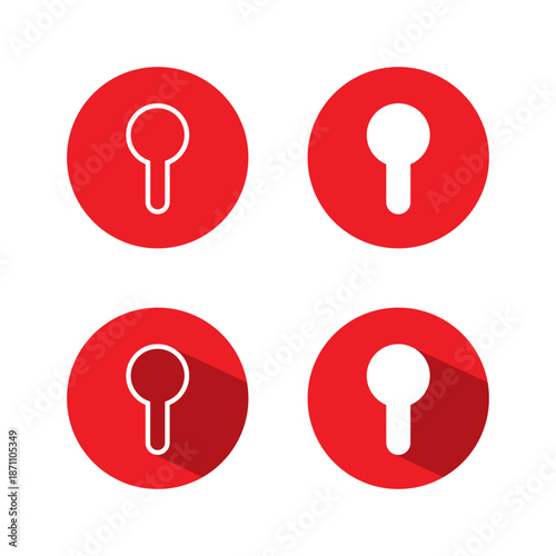 Keyhole icon with long shadow. Privacy access, secure login, and authentication symbol