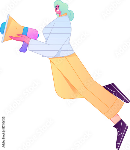 Character receiving notification messages, action poses, vector flat gradient illustration
