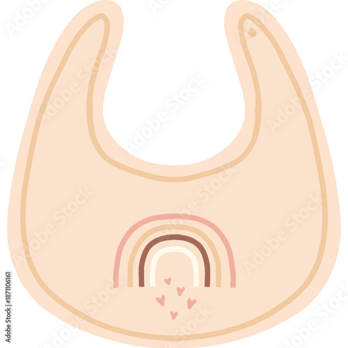 Boho Baby Bib with Rainbow and Hearts