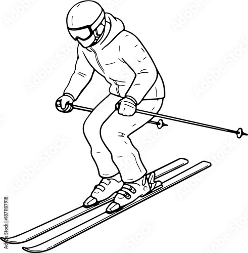 Downhill Skiing Coloring Page