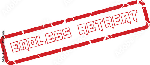 Endless Retreat red distressed stamp indicating continuous peaceful escapes and relaxation destinations