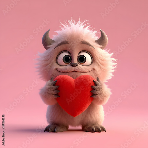 A small fluffy monster holds a big heart.