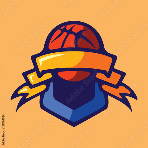 Basketball Badge Emblem Logo vector editable text Effect