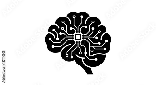 Innovative technology brain with circuit board design for AI and futuristic concepts