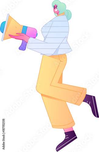 Character receiving notification messages, action poses, vector flat gradient illustration
