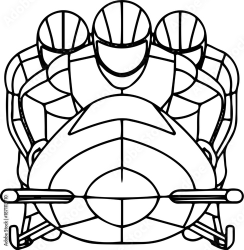 Bobsled Racing Team Illustration