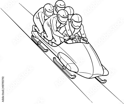 Bobsleigh Racing Line Art