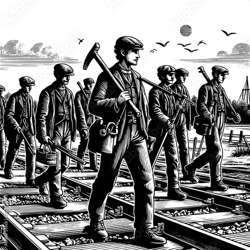 Railway Crew Carrying Tools