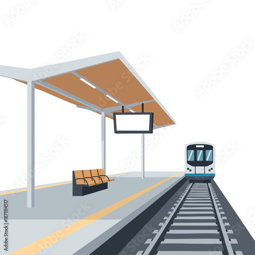 Train Arriving at Modern Station Platform