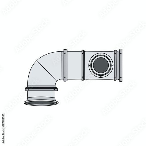 Industrial Pipe Elbow Connector Illustration