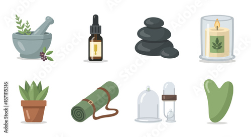 Collection of Wellness and Self-Care Objects for Holistic Health.
