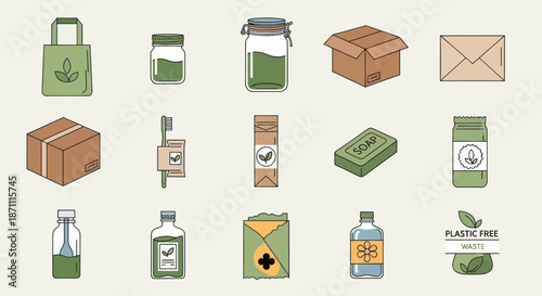Assortment of Eco-Friendly and Sustainable Packaging and Products.