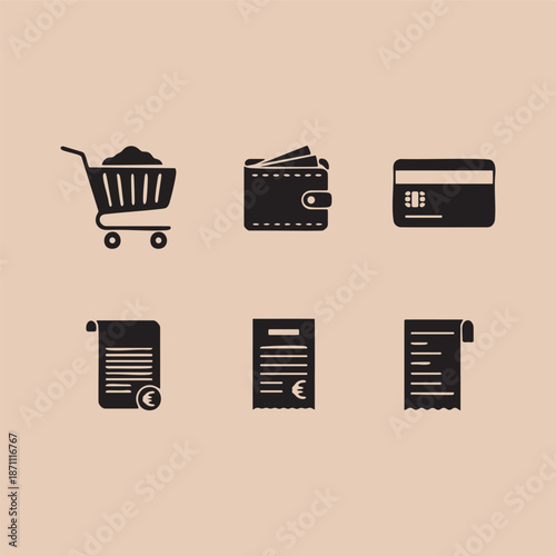 E Commerce Shopping Cart and Credit Card Payment Icons