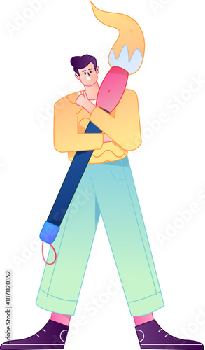 Doctor Character Professional Pose Medical Diagnosis Consultation Gradient Flat Vector Illustration Health Service Pose Asset
