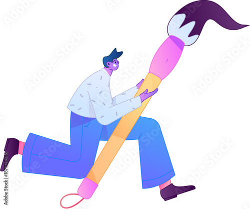 Doctor Character Professional Pose Medical Diagnosis Consultation Gradient Flat Vector Illustration Health Service Pose Asset
