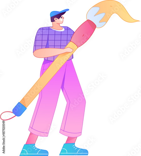 Doctor Character Professional Pose Medical Diagnosis Consultation Gradient Flat Vector Illustration Health Service Pose Asset
