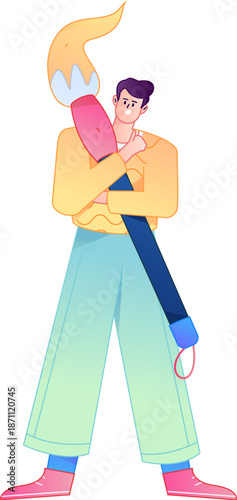 Doctor Character Professional Pose Medical Diagnosis Consultation Gradient Flat Vector Illustration Health Service Pose Asset
