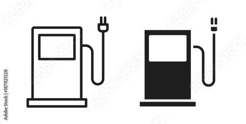 Gas station icons in filled, thin line, outline and strokes