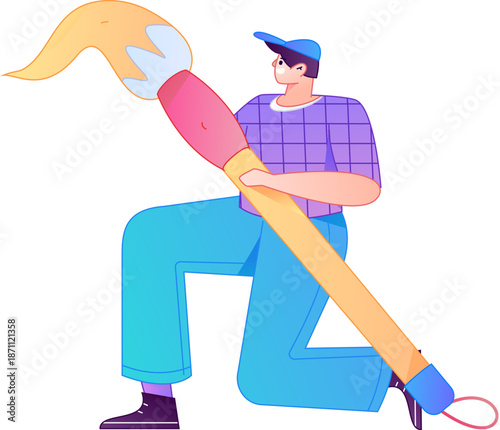 Doctor Character Professional Pose Medical Diagnosis Consultation Gradient Flat Vector Illustration Health Service Pose Asset
