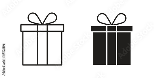 Gift icons in filled, thin line, outline and strokes
