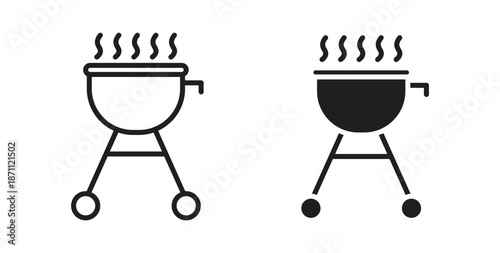 Grill icons in filled, thin line, outline and strokes