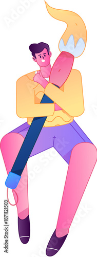 Doctor Character Professional Pose Medical Diagnosis Consultation Gradient Flat Vector Illustration Health Service Pose Asset
