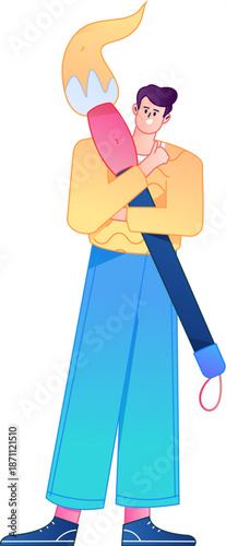 Doctor Character Professional Pose Medical Diagnosis Consultation Gradient Flat Vector Illustration Health Service Pose Asset
