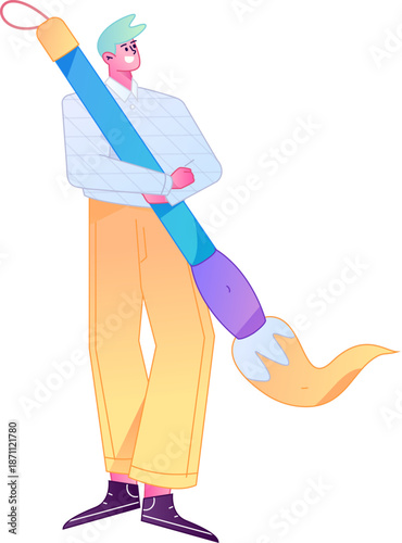 Doctor Character Professional Pose Medical Diagnosis Consultation Gradient Flat Vector Illustration Health Service Pose Asset
