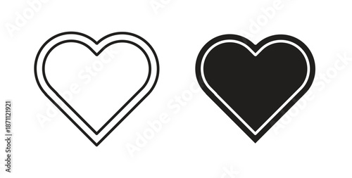 Heart icons in filled, thin line, outline and strokes
