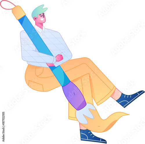 Doctor Character Professional Pose Medical Diagnosis Consultation Gradient Flat Vector Illustration Health Service Pose Asset
