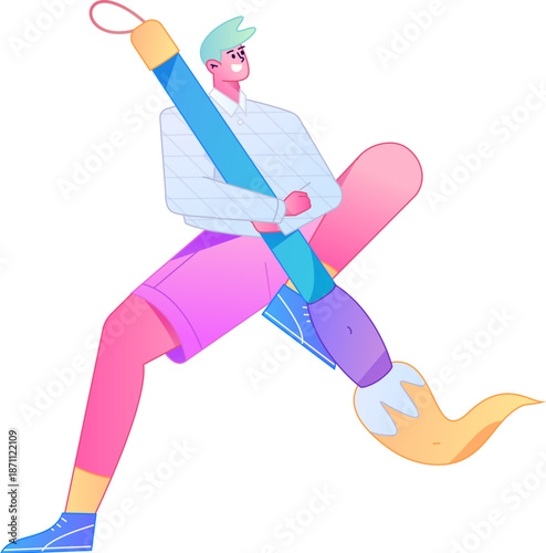 Doctor Character Professional Pose Medical Diagnosis Consultation Gradient Flat Vector Illustration Health Service Pose Asset
