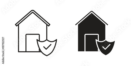 Home insurance icons in filled, thin line, outline and strokes