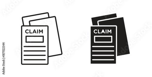 Insurance Claim icons in filled, thin line, outline and strokes