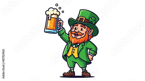 Leprechaun Celebrating St. Patrick's Day with a Pint of Beer