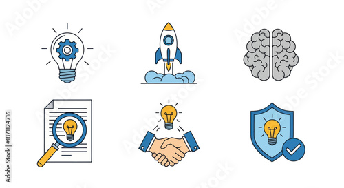 Collection of Colorful Business and Innovation Icons.