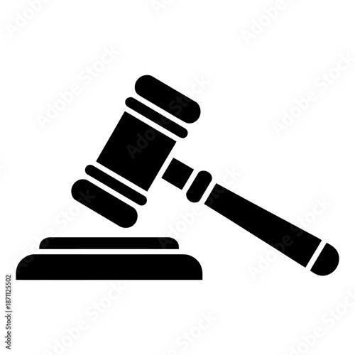 Law Judge Gavel Icon Silhouette Justice Vector Design on white background
