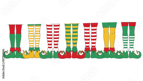 Festive Elf Legs with Striped Stockings and Jingle Bell Shoes for Holidays