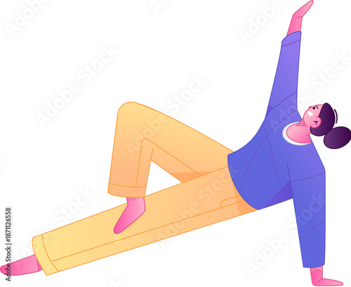 Figure in motion, posing, balancing, vector, flat, gradient illustration
