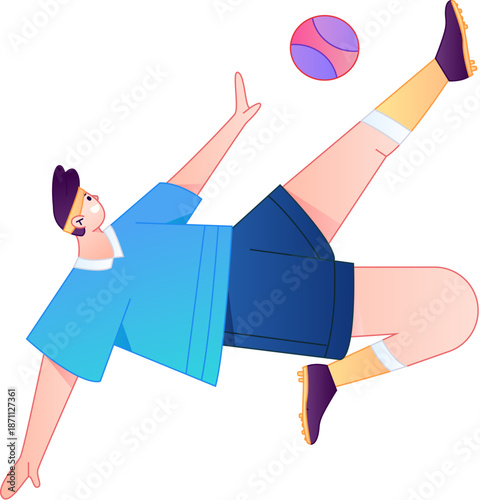 Figure in motion, posing, balancing, vector, flat, gradient illustration
