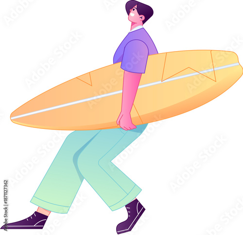 Figure in motion, posing, balancing, vector, flat, gradient illustration
