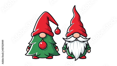 Cute Christmas Gnomes with Festive Outfits and Ornaments