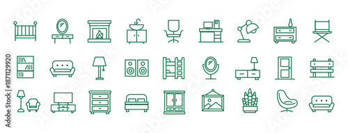 Furniture icon set. Editable line icons. Vector illustration.