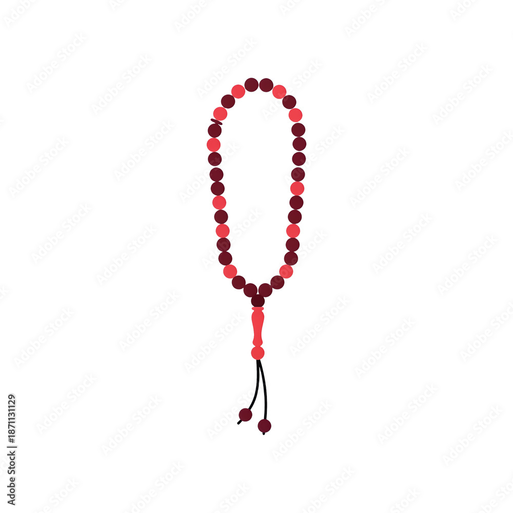 Fototapeta premium Red and Maroon Prayer Beads Isolated on transparent background