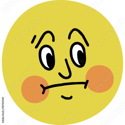 Confused yellow face emoji with blushing cheeks
