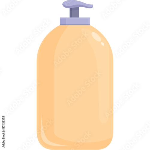 Cream colored dispenser bottle with purple pump top