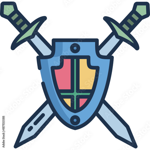 Crossed Swords and Shield Icon