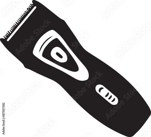 Black electric hair clipper with white accents on a white background hair trimmer