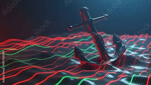 Concept of stability and emotional control in trading with heavy anchor symbol