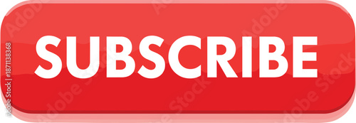 Subscribe button in red glossy style for social media